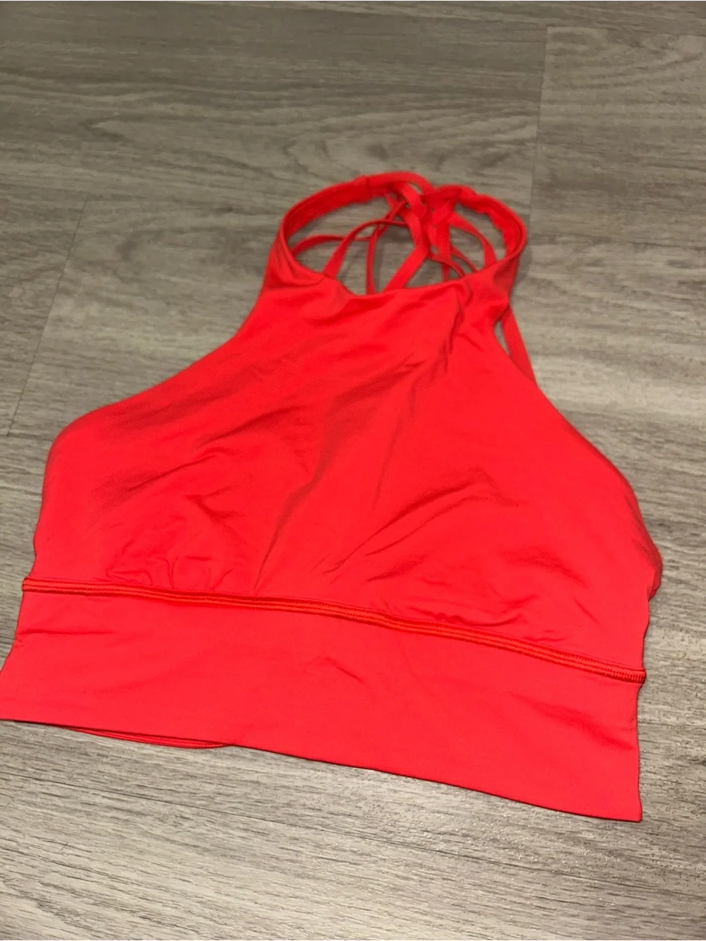 Lululemon women’s coral red free to be moved high neck sports bra size 6